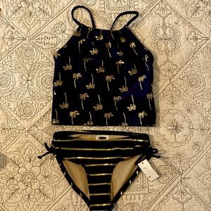Navy blue and Gold tankini swimwear OLD NAVY NWT SIZE XS girls